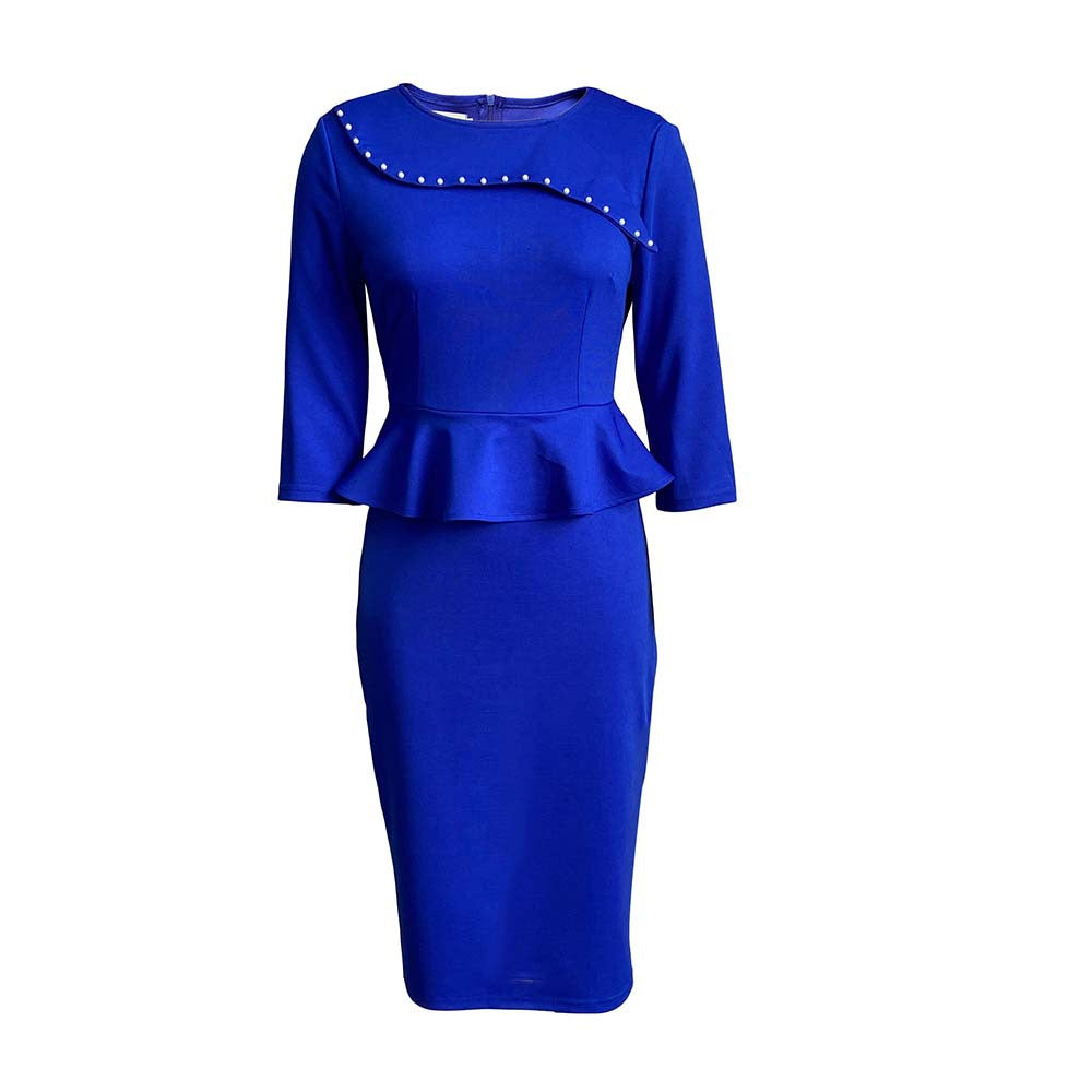 Summer Solid Color Sheath Beaded Pencil Dress