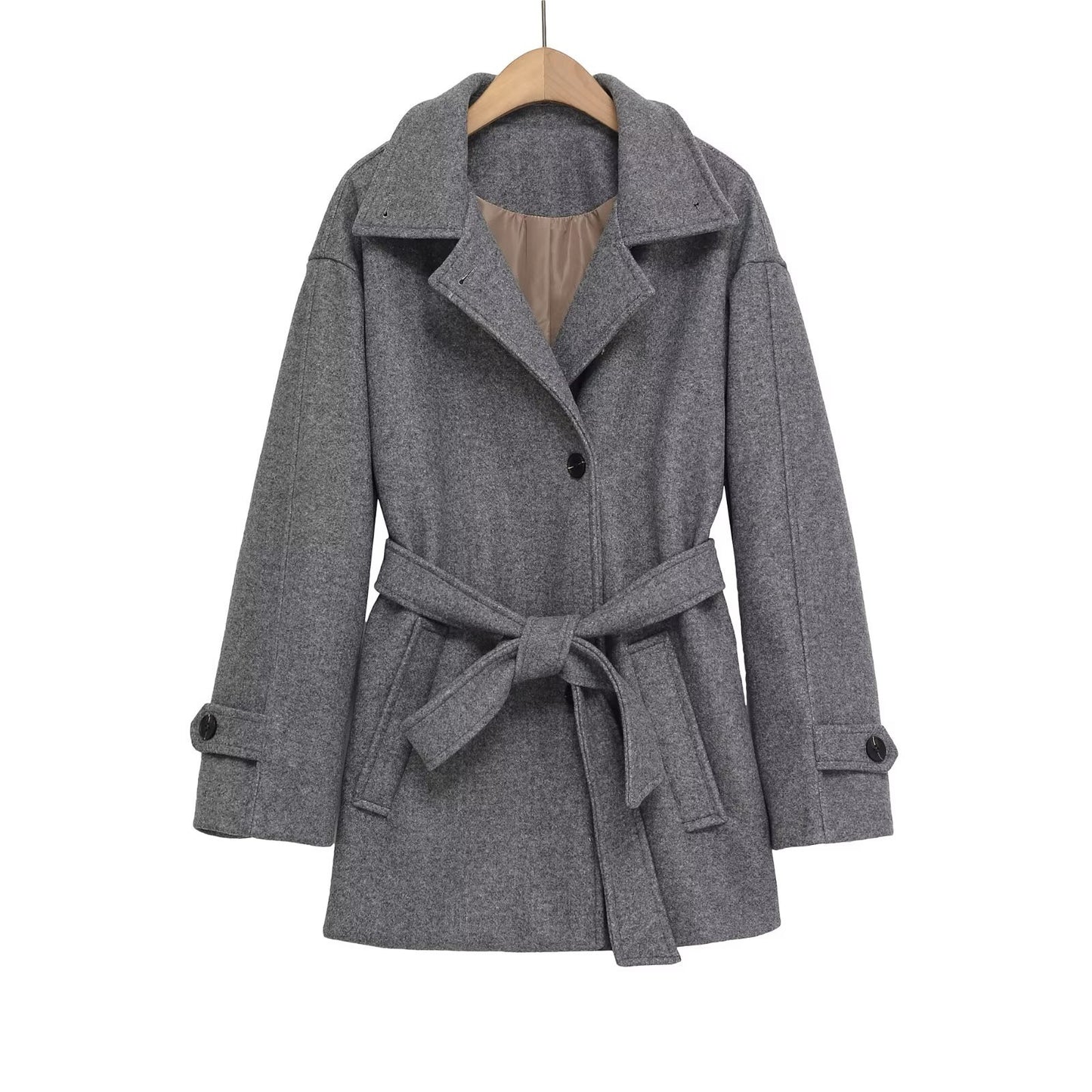 Women's Fashionable Elegant Collar With Belt Soft Coats