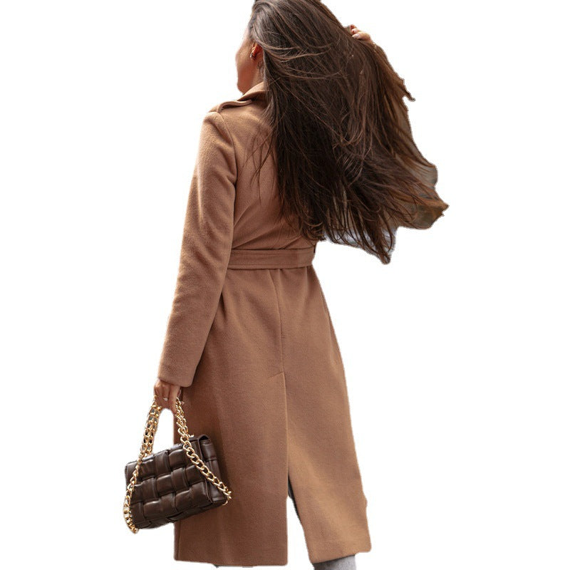 Women's Fashion Simple Lace Collar Woolen Coats