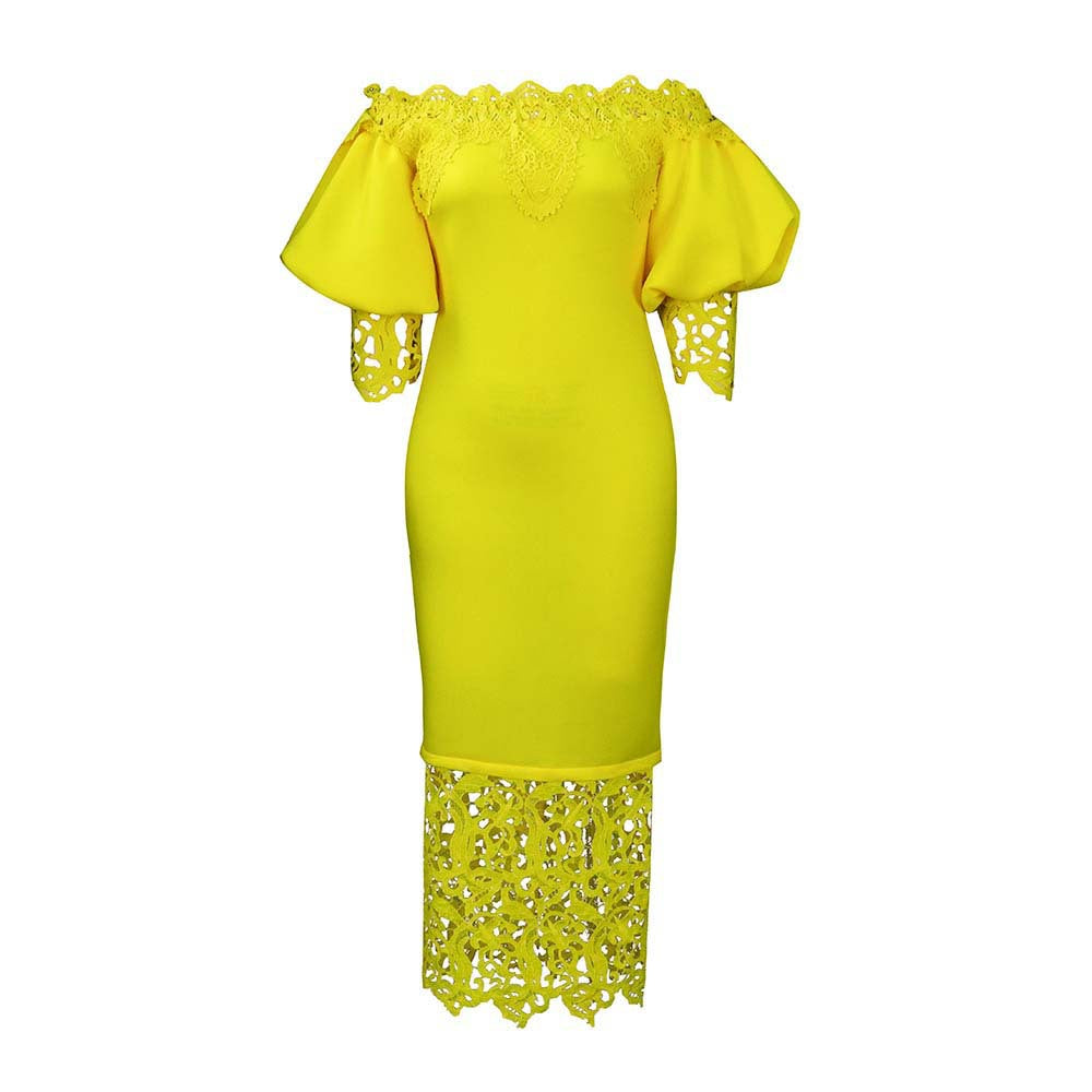 Women's Large Fashionable Elegant Lace Stitching Bridesmaid Dresses