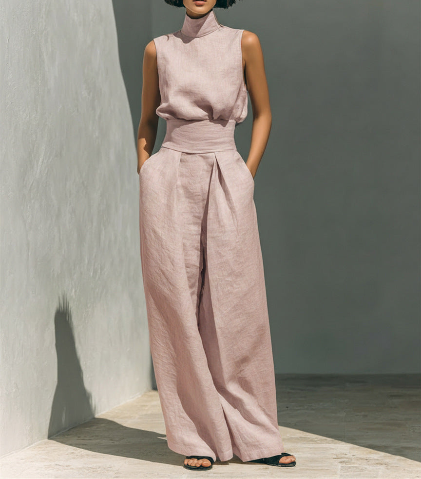 Women's Cotton Linen Sleeveless Trousers For Fashion Casual Suit