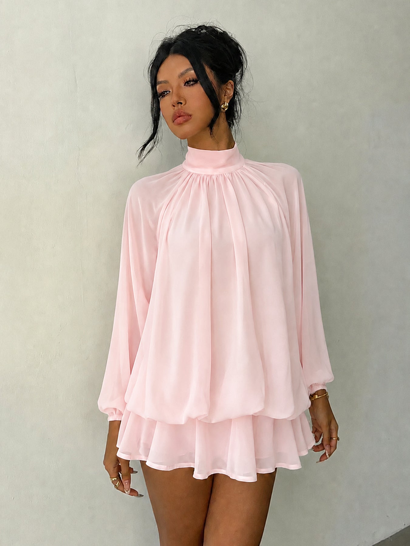 Women's Long-sleeved Versatile Fashion Slimming Solid Color Dress