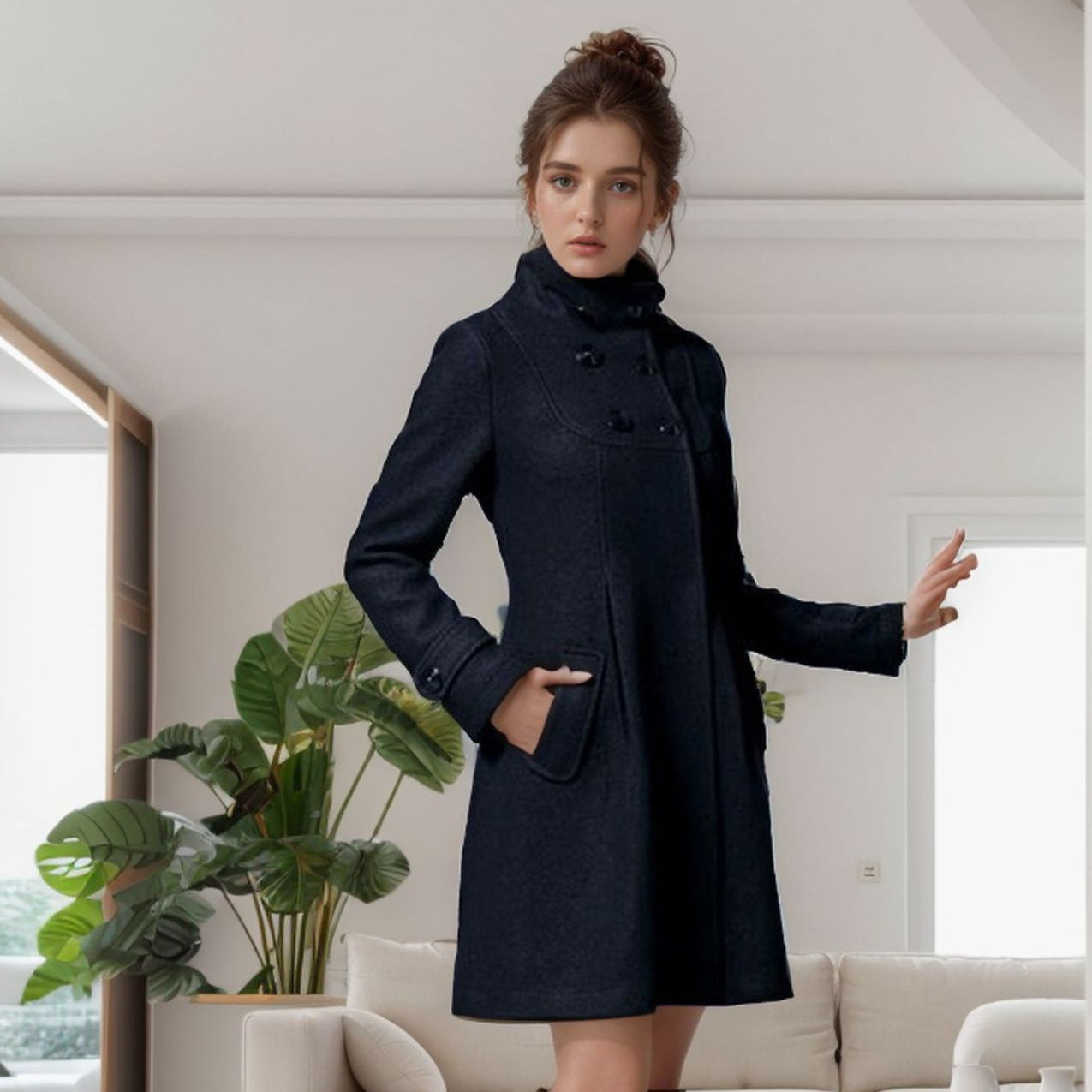 Women's Mid-length Hooded Double Breasted Halloween Cloak Coats
