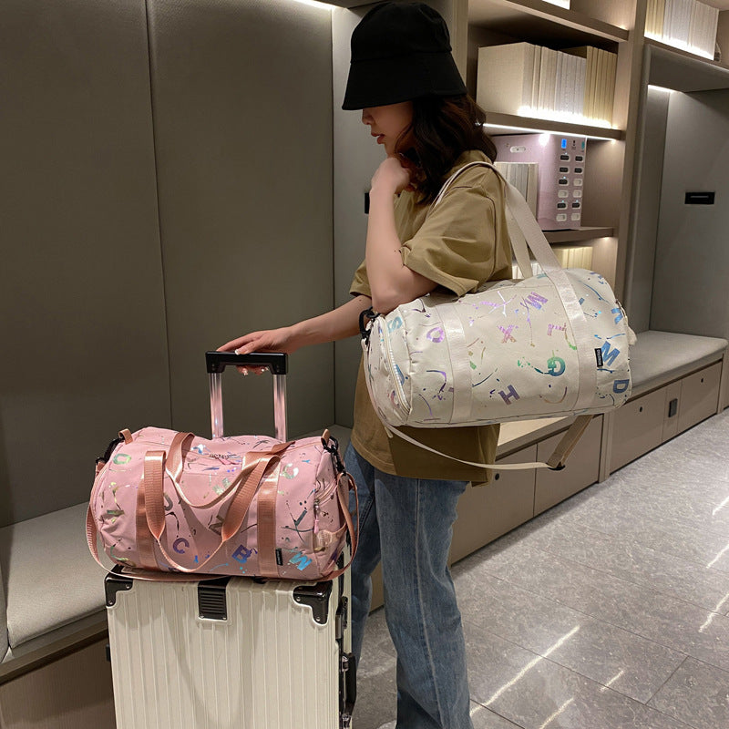 Women's Fashion Letter Printing Nylon Traveling Waterproof Handbags