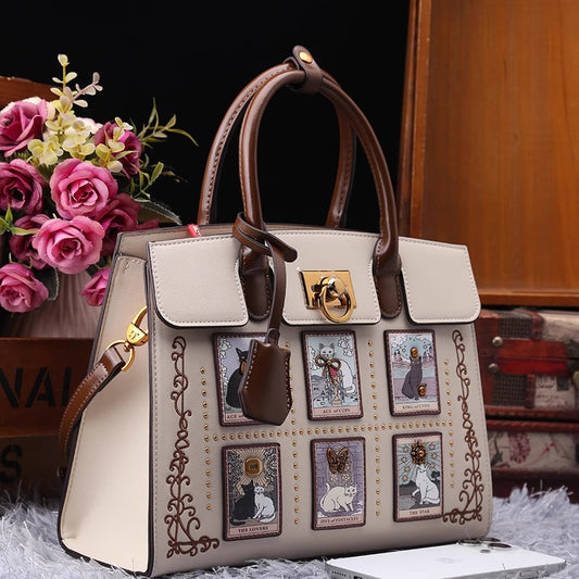 Premium Light Luxury Embroidery Cartoon Cat Handbags