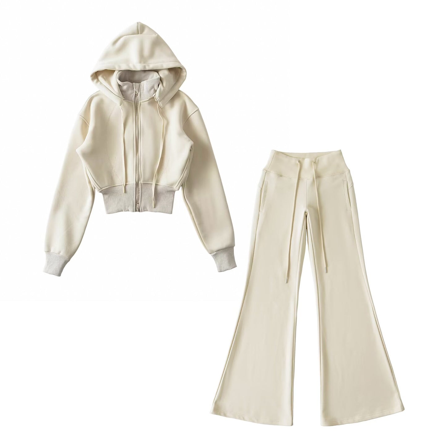 Women's Fleece-lined Thick Flared Casual Mopping Waist Pants