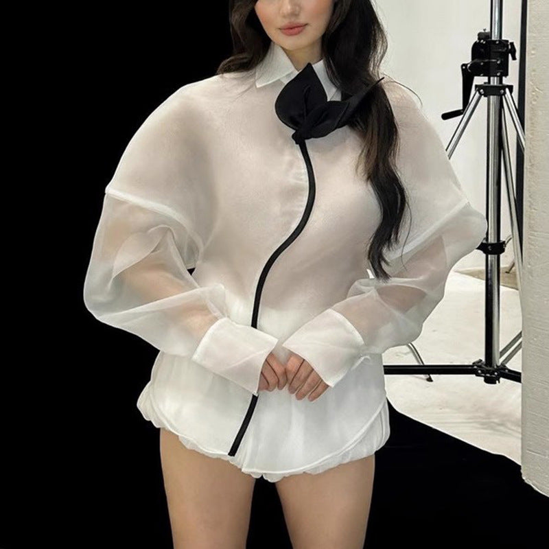 Women's Fashionable Casual Shirt Autumn Sweet Lantern Blouses