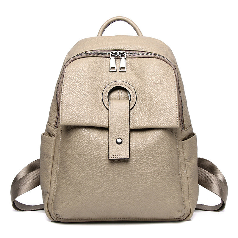 Women's Top Layer Leather Fashion Large Capacity Backpacks