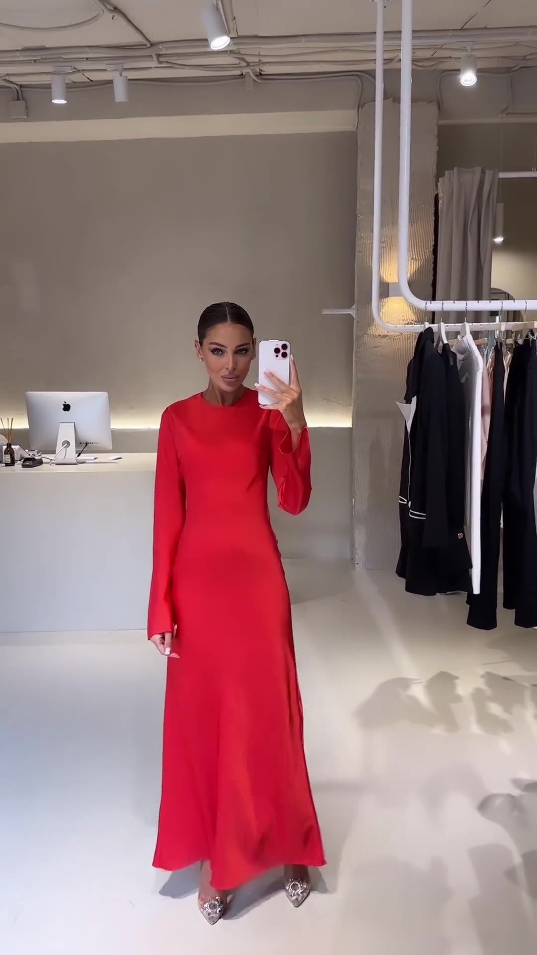 Women's Autumn Solid Color Casual Home Slim Dresses