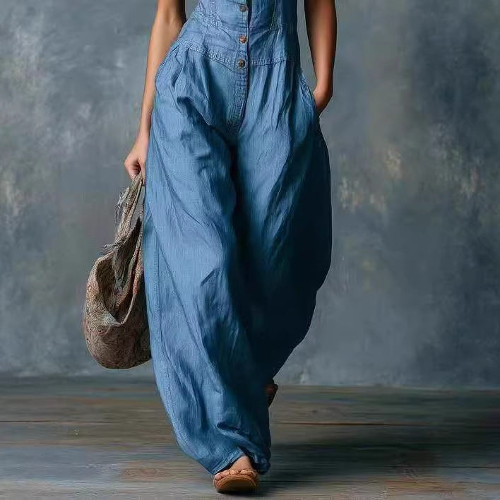 Women's Spring Thin Loose Sleeveless Ethnic Tribe Women's Jumpsuit/clothing