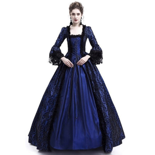 Women's Lace Stitching Large Bell Sleeve Medieval Dresses