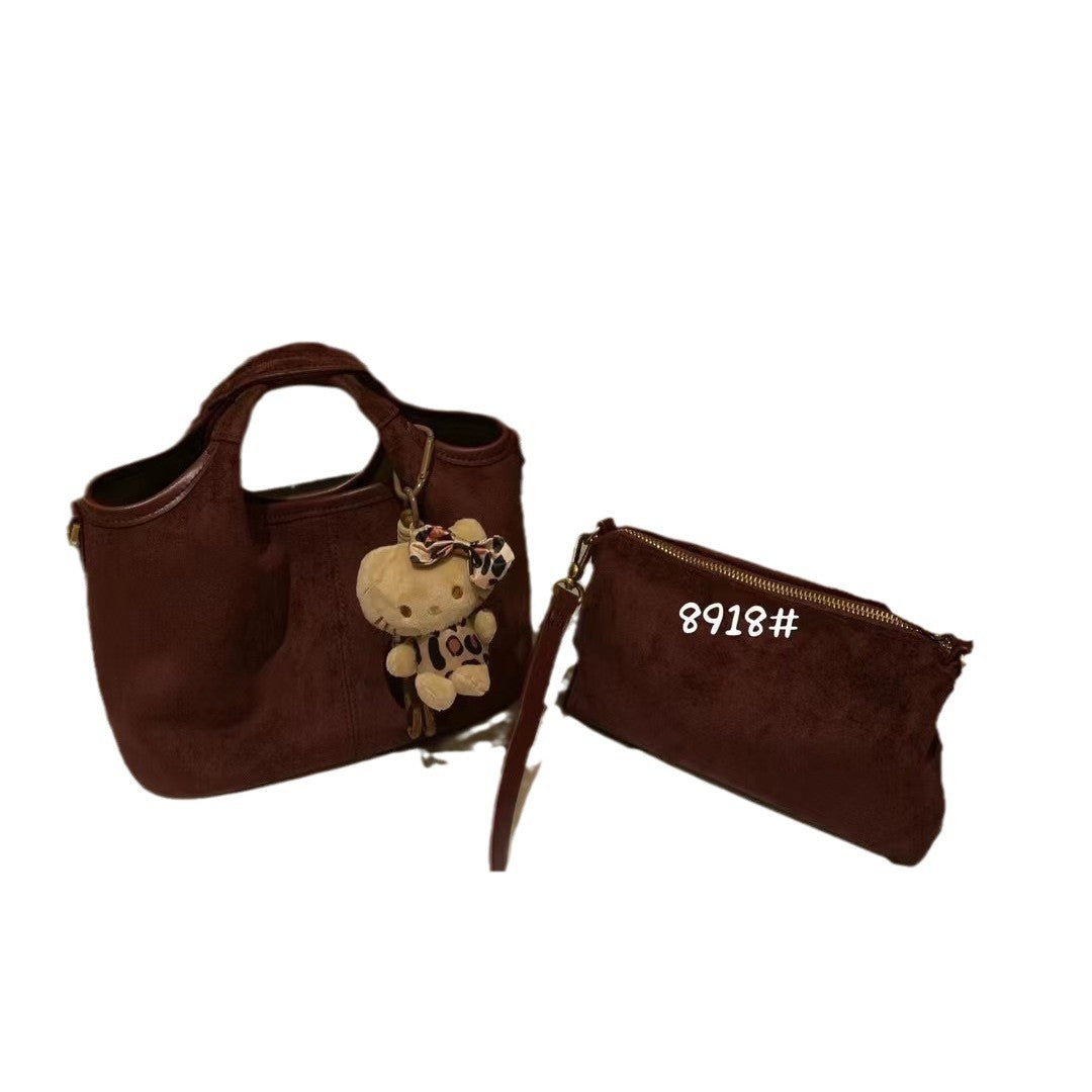 Women's Vintage Genuine Leather Suede Hand Holding Crossbody Bags