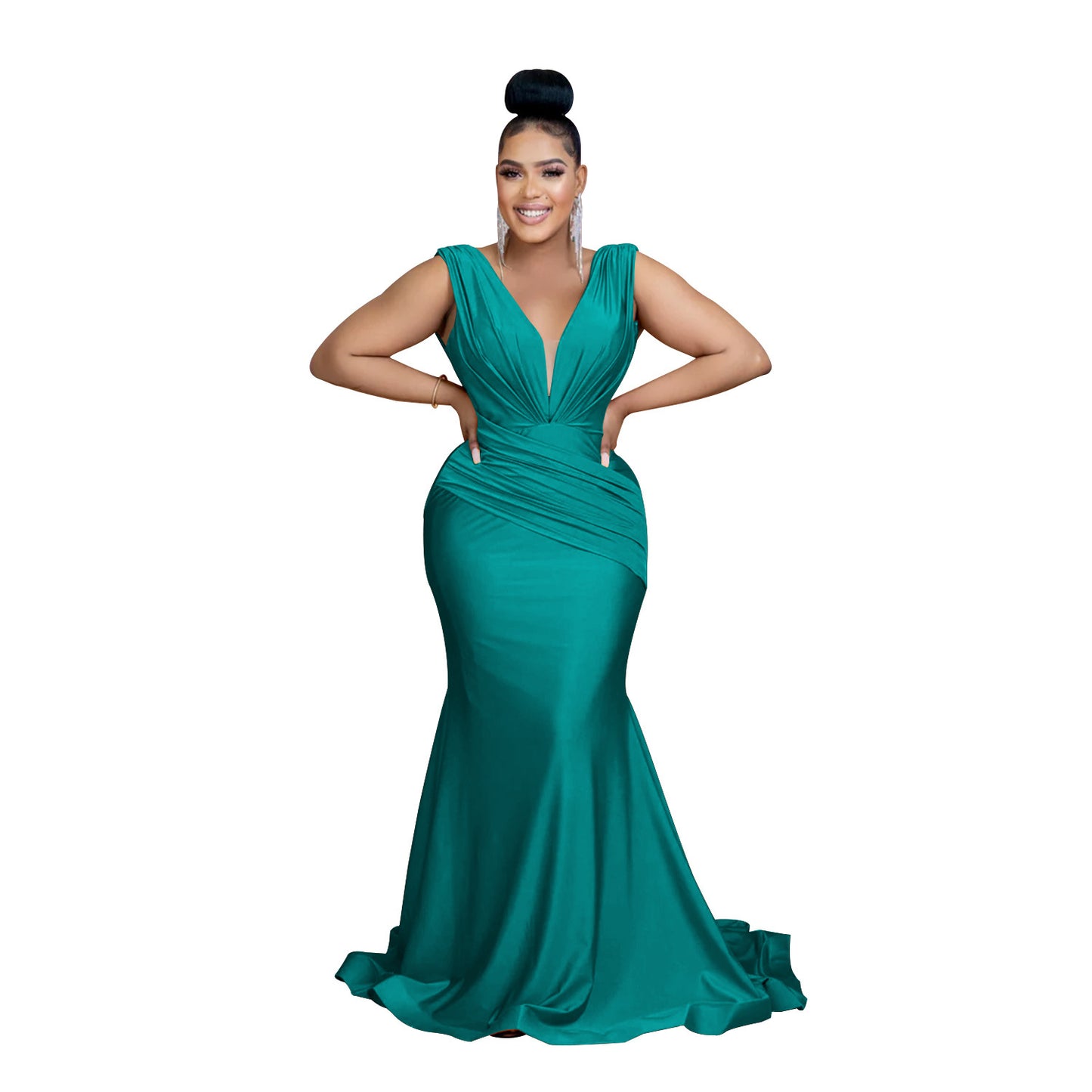 Women's Fashion Wear Solid Color Sleeveless Pleated Dresses