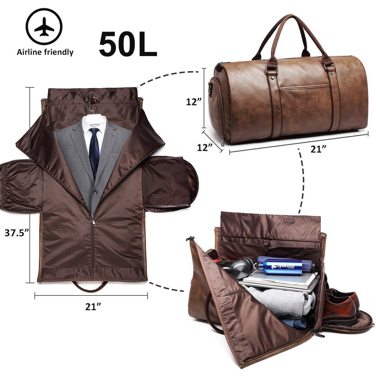 Men's Cloth Leather Clothing Convertible Suit With Travel Bags