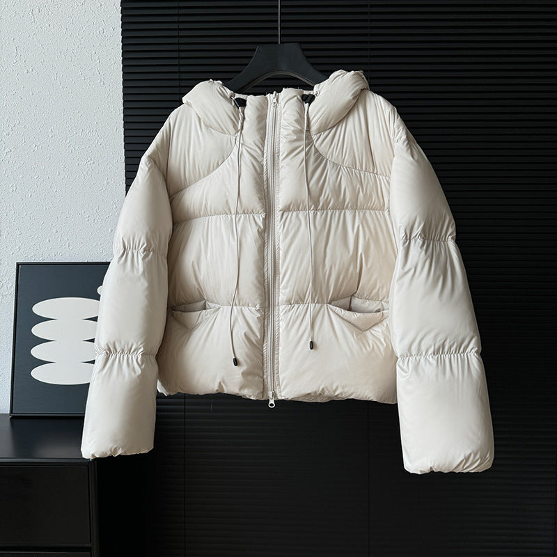 Women's Puff Fluffy Hooded Down Thickened White Duck Kendall Jackets