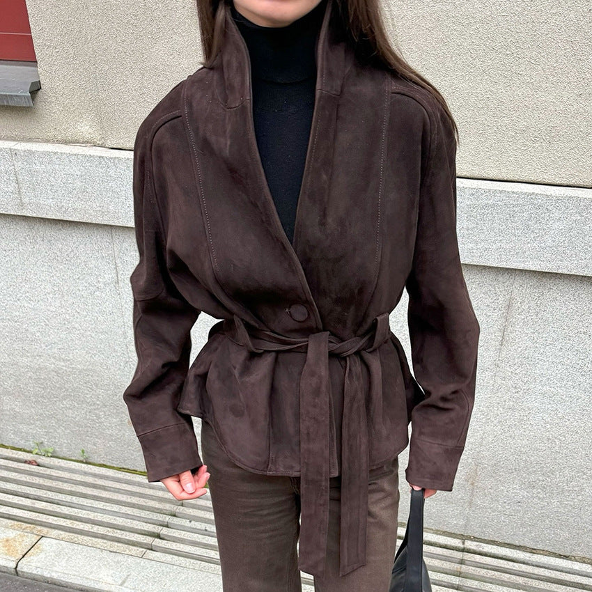 Women's Suede Long-sleeved Brushed Veet Design Sense Jackets