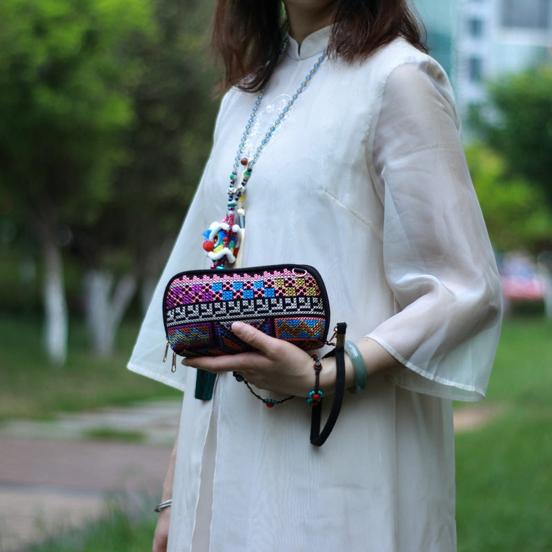 Ethnic Style Handmade Cross Stitch Mobile Female Fashion Phone Bags