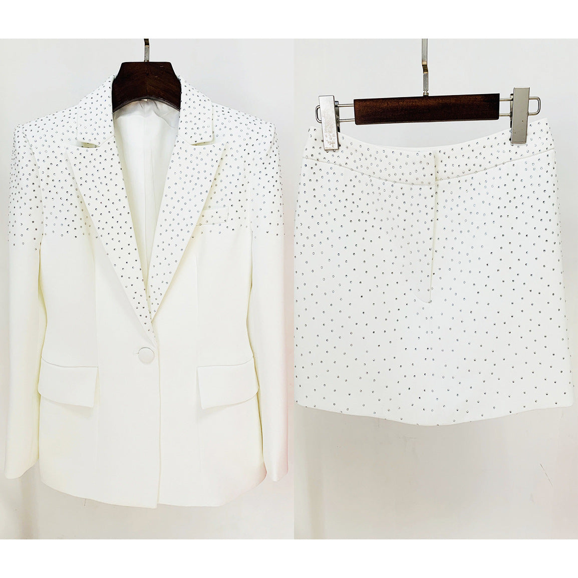 Fashion Rhinestone Slim Fit One Button Small Suit