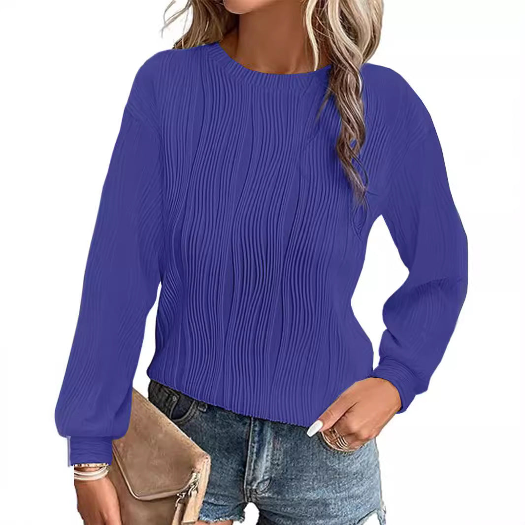Women's American Style Drop Shoulder Round Neck Women's Sweater, Sweater