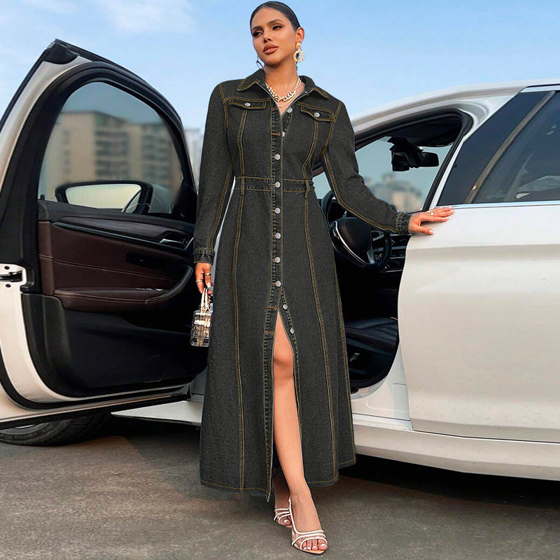 Women's Fashion Wear Breasted Long Sleeve Dress Coats