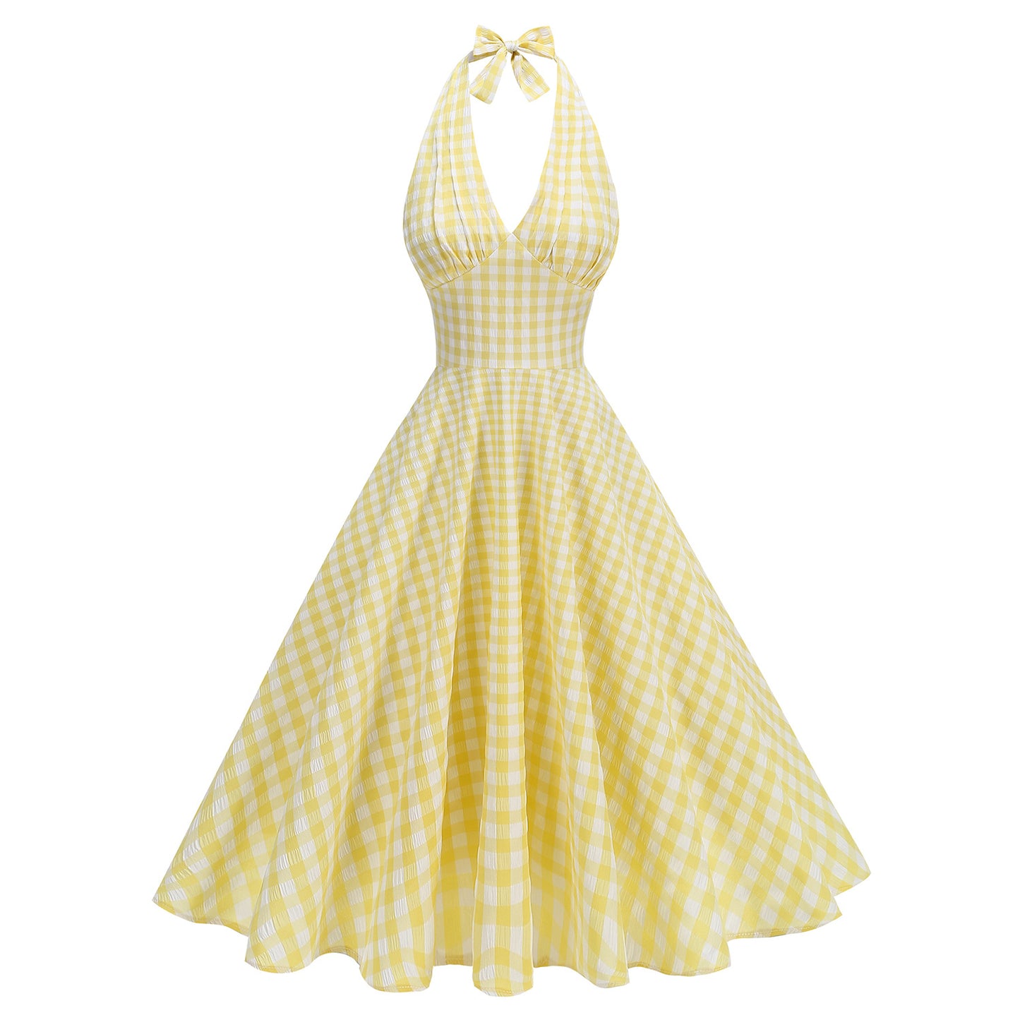 Women's Hepburn Style High Waist Halter Elegant Graceful Large Swing Sexy Dress