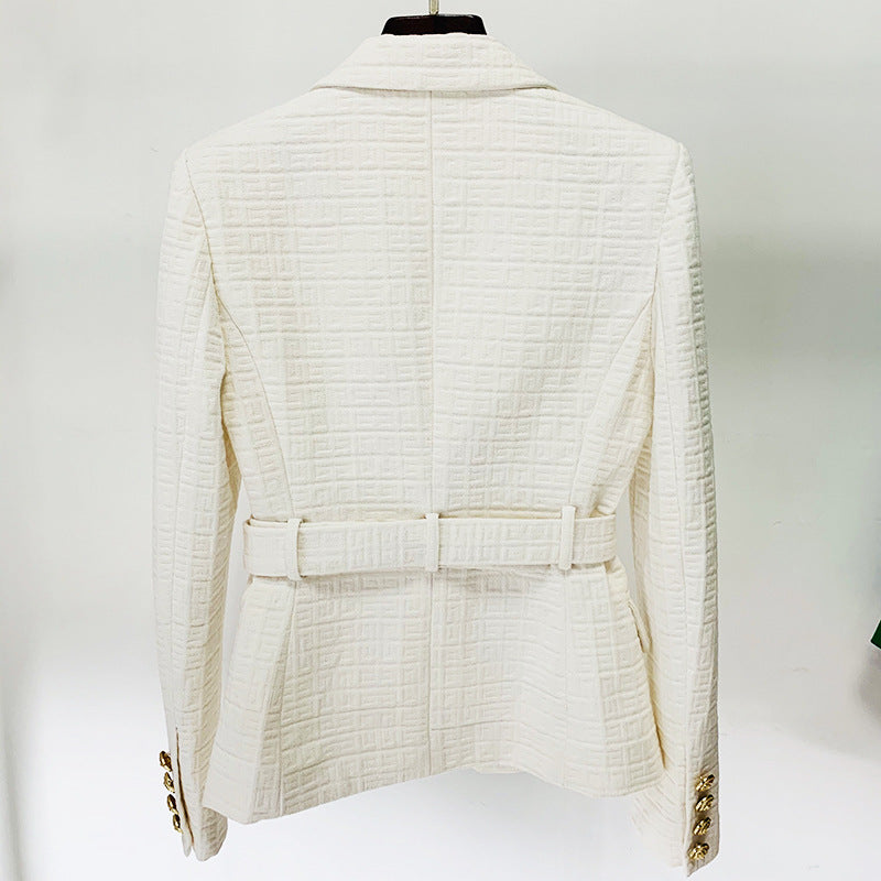 Slim Fit Maze Graphic Cotton Linen Blazers