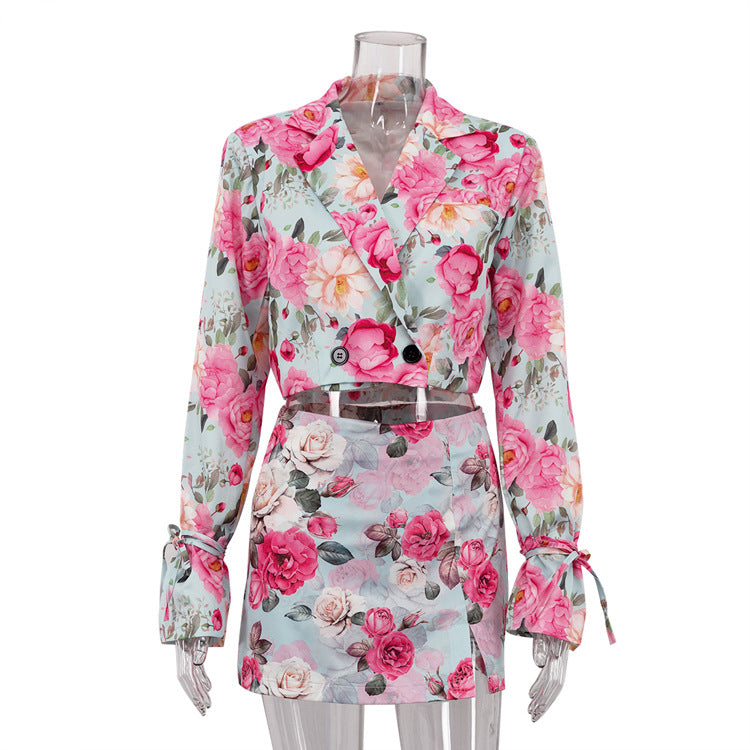 Women's Printing Fashion Lapel Long Sleeve High Suits