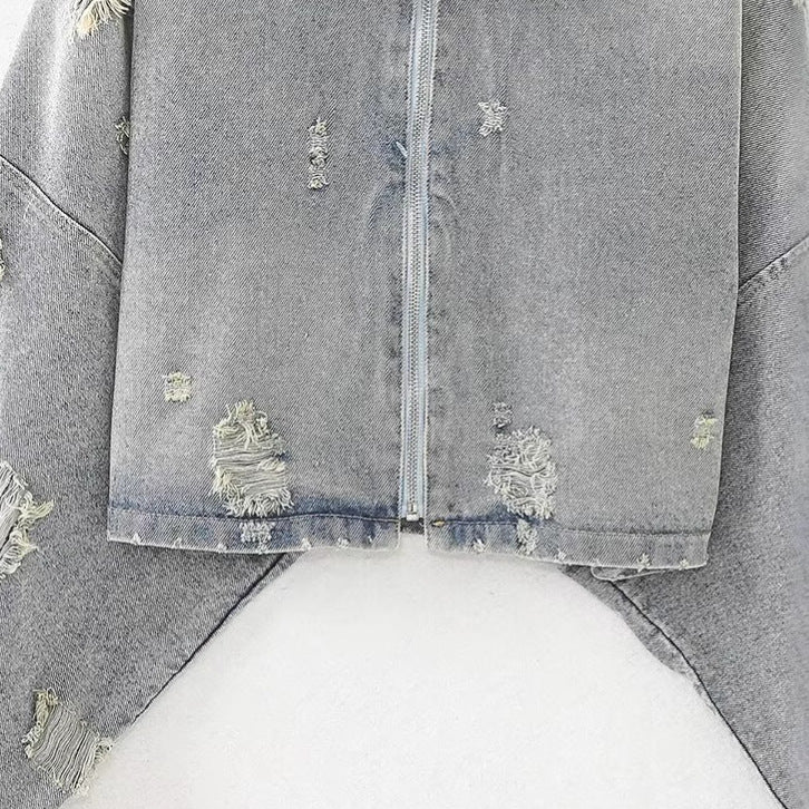 Women's Homemade Perforated Hole Decoration Denim Coats