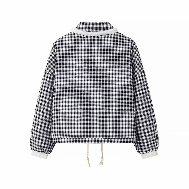 Women's Autumn Fashion Casual Plaid Love Lace Trim Coats