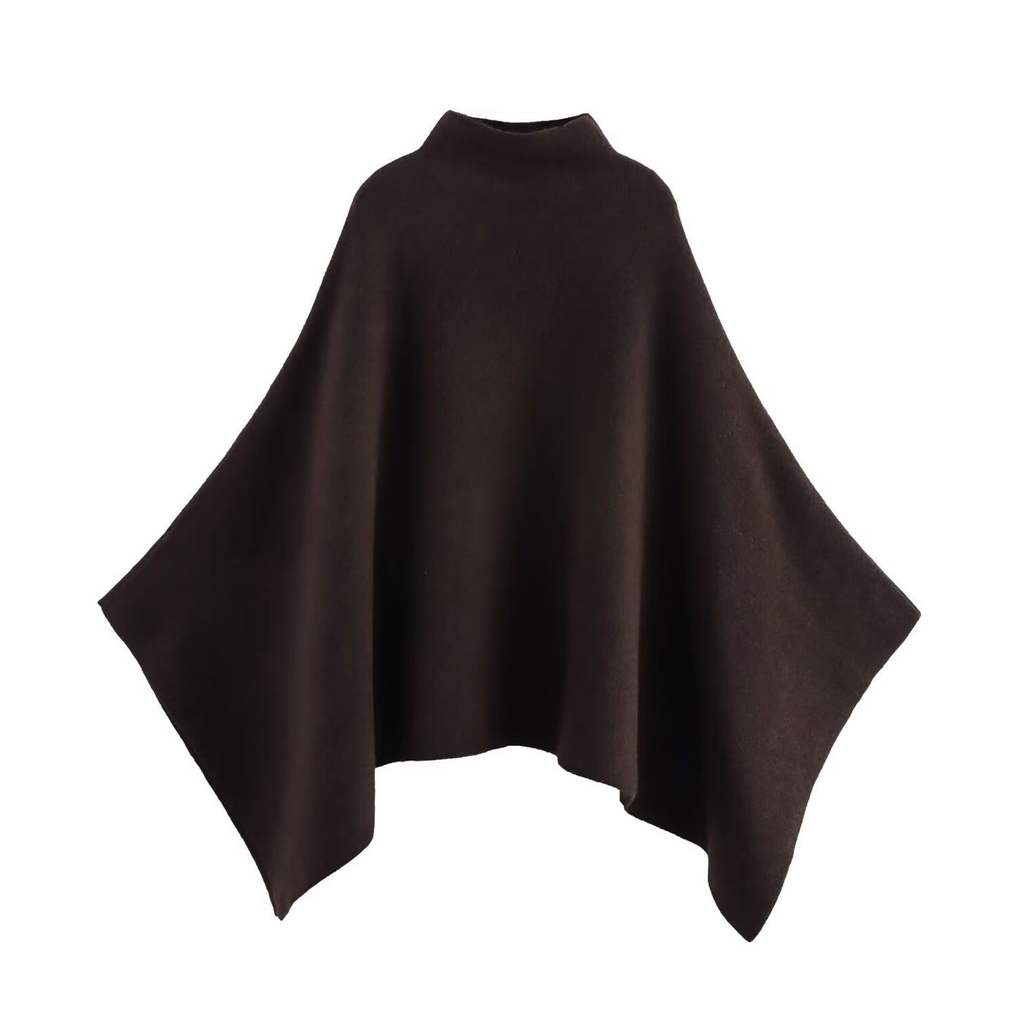 Asymmetric Half Turtleneck Pullover Knitting Cape Coats