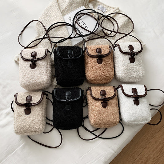 Women's Autumn Sheepskin Cute Cartoon Plush Support Crossbody Bags