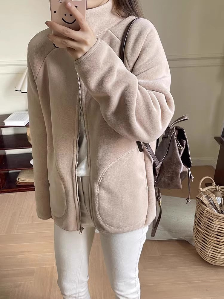 Women's Thickened Couple Composite Polar Fleece Brushed Sweaters