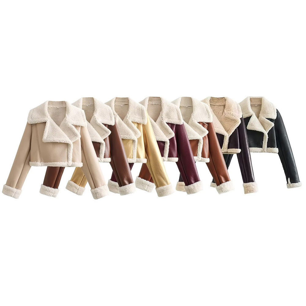 Women's Versatile Lapel Side Zipper Flight Jackets