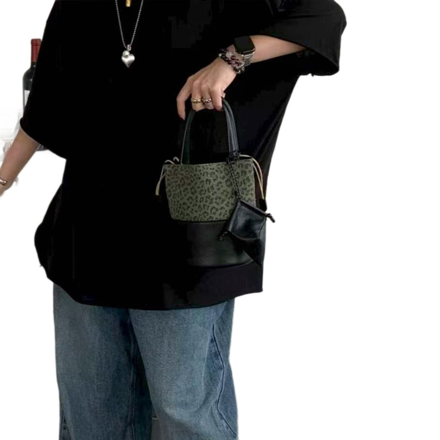 Women's Leather Cowhide Stitching Design Contrast Color Crossbody Bags