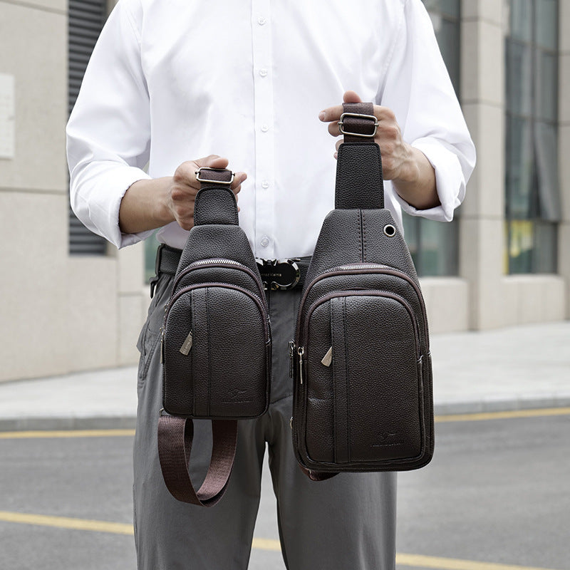 Men's Authentic Leather Tactile Feel Multifunctional Simple Men's Chest Bags