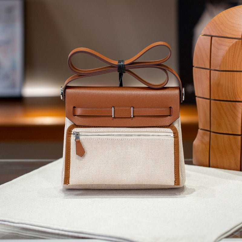 Graceful Elegant With Canvas Leather Mini Bags
