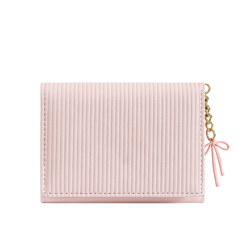 Women's Cute Short High-grade Three-fold Pendant Leather Ladies Wallets