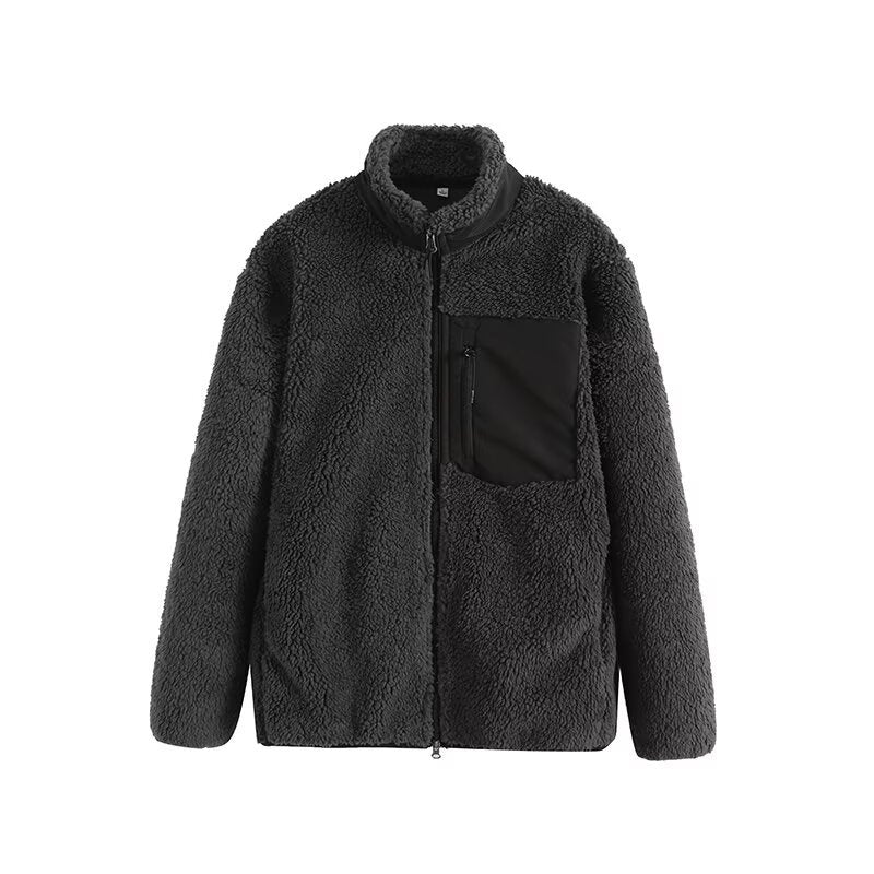 Women's Loose Warm Contrast Color Double Zipper Jackets