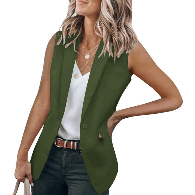 Women's Summer Elegance Sleeveless Solid Color Collar Cardigans