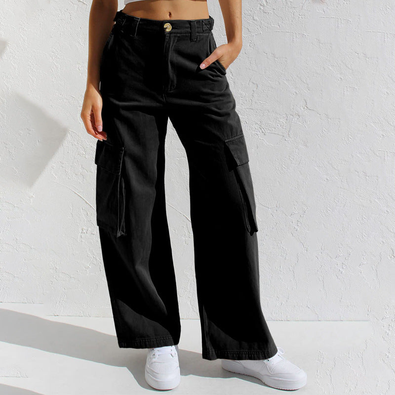 Casual Loose Wide Leg Straight Cargo Jeans