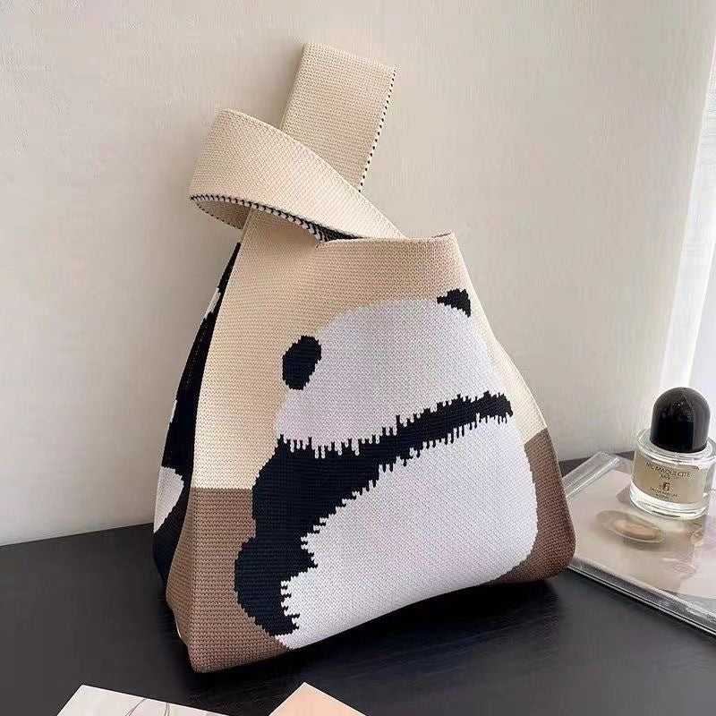 Panda Woven Go Out Commuter Cute Woolen Bags