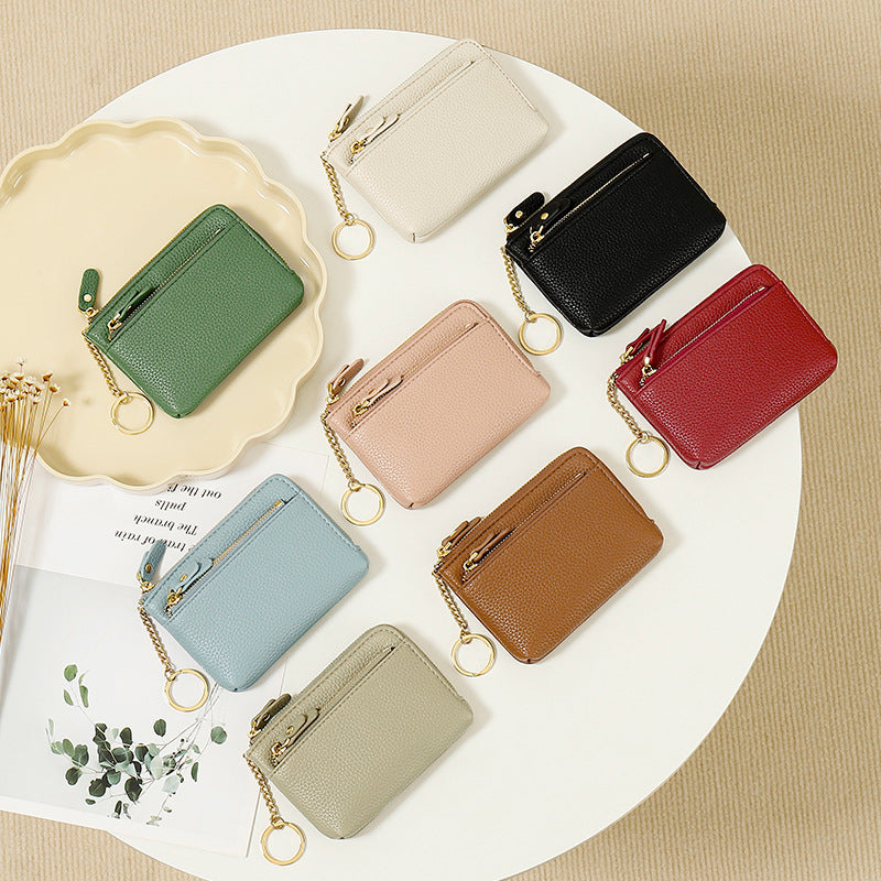Women's Zipper Short Leather Carry-on Pendant Earphone Ladies Wallets
