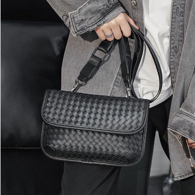 Men's Fashion Woven Pattern Street Korean Style Men's Shoulder Bags