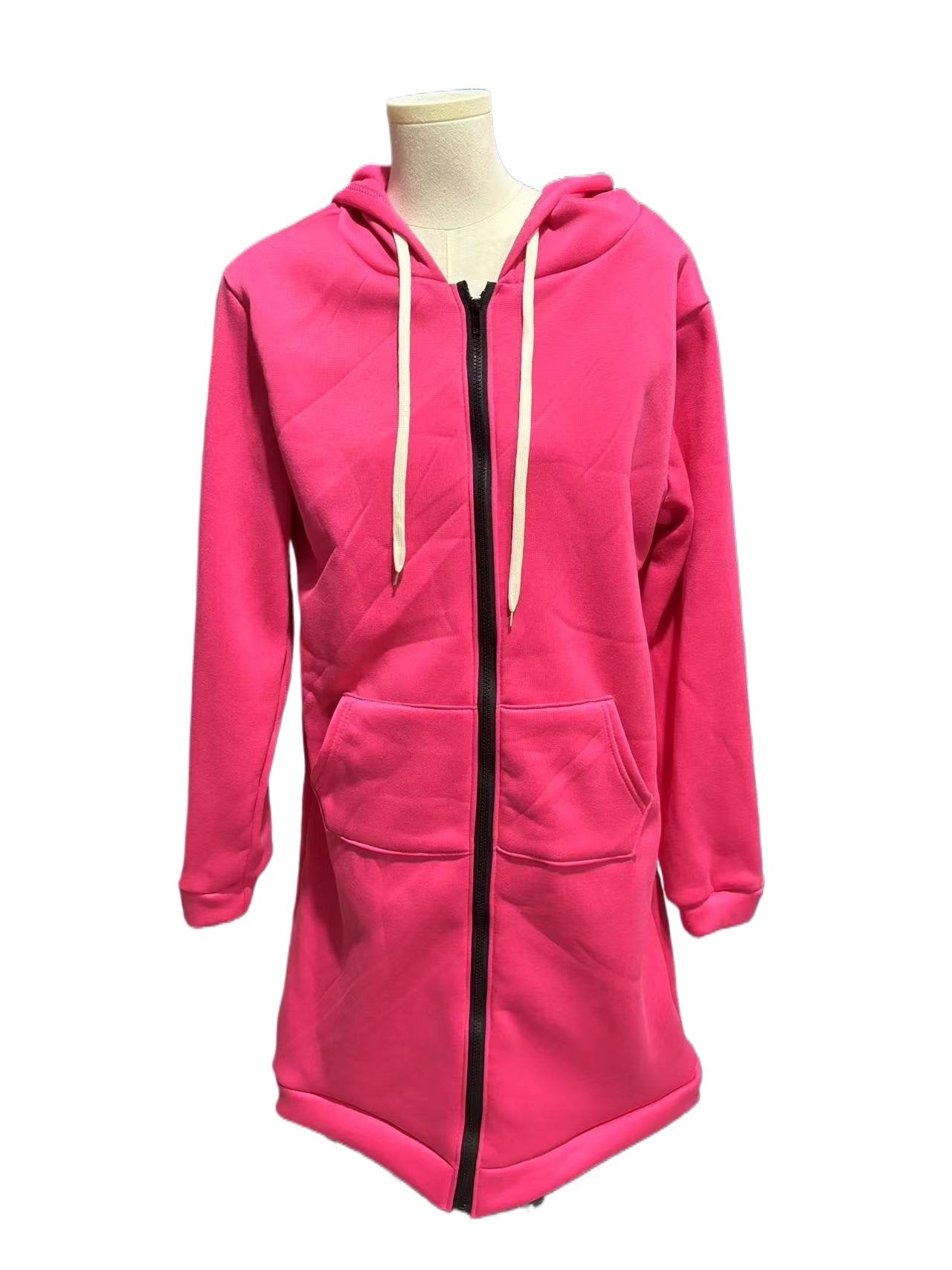Women's Fleece Pullover Long Hooded Sleeve Mid-length Women's Sweater, Sweater
