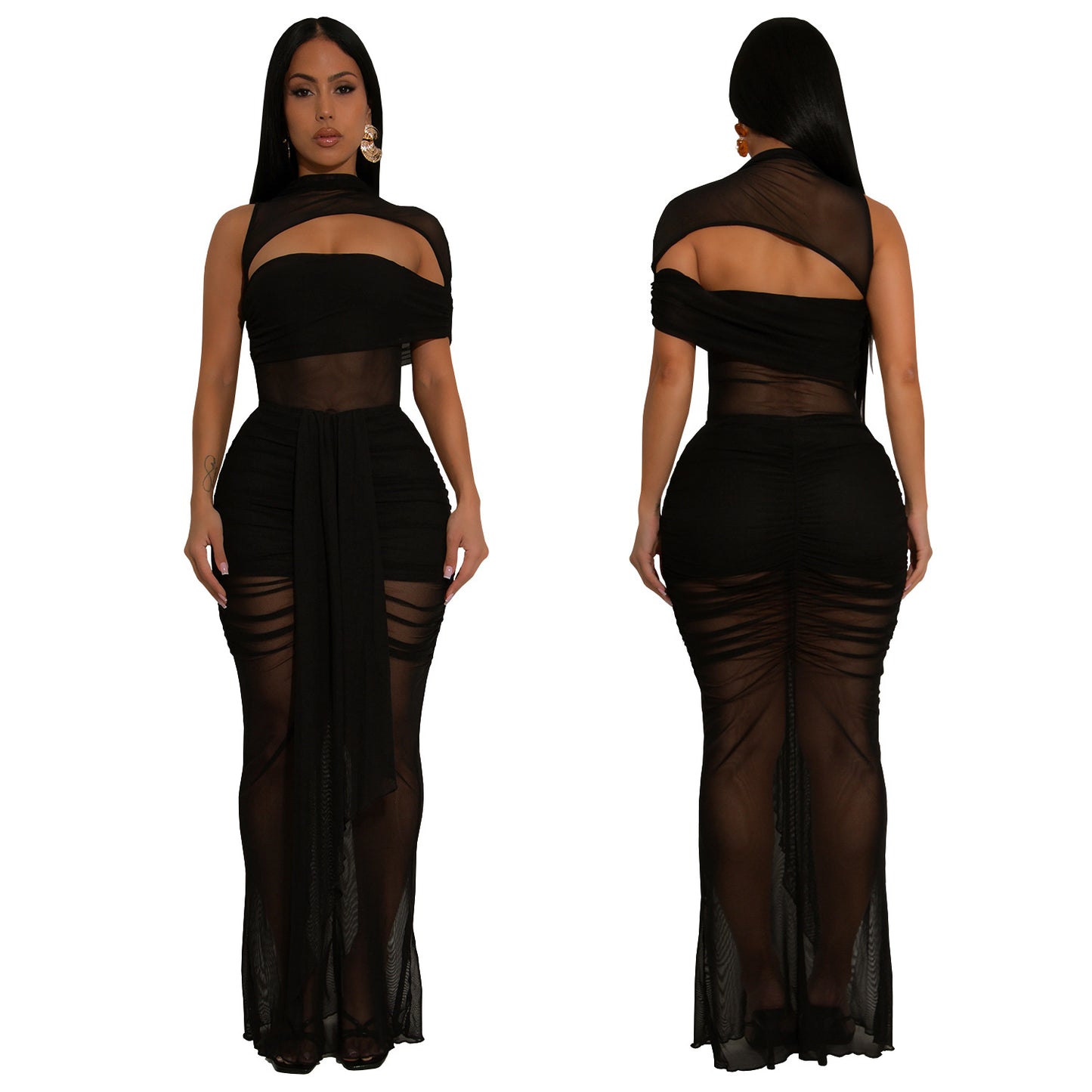 Women's Fashion Wear Sexy Mesh Bag Arm Suits