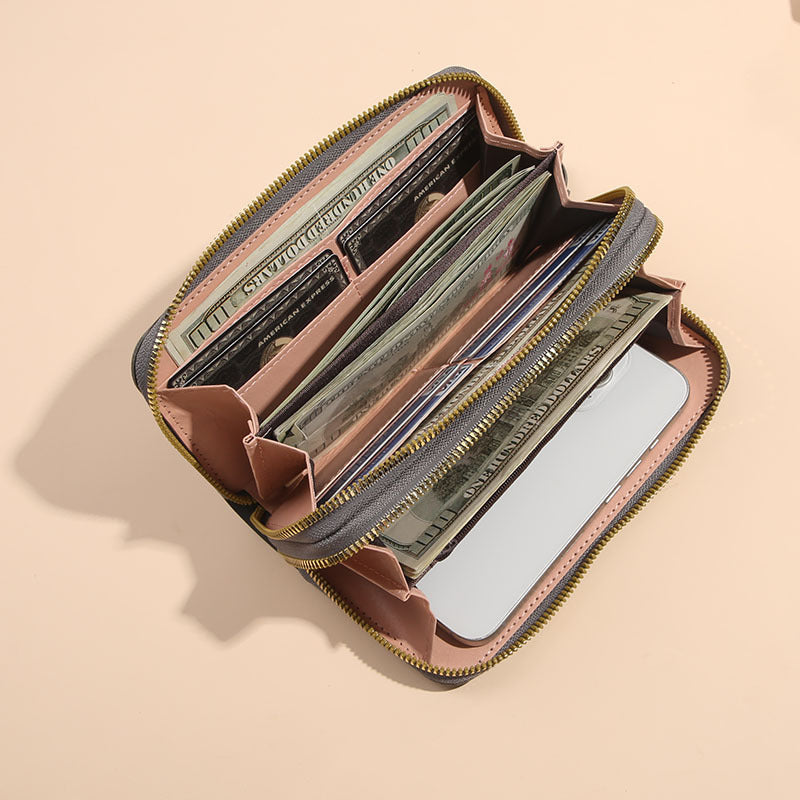 Women's Fashion Simple Lychee Pattern Large Capacity Ladies Wallets