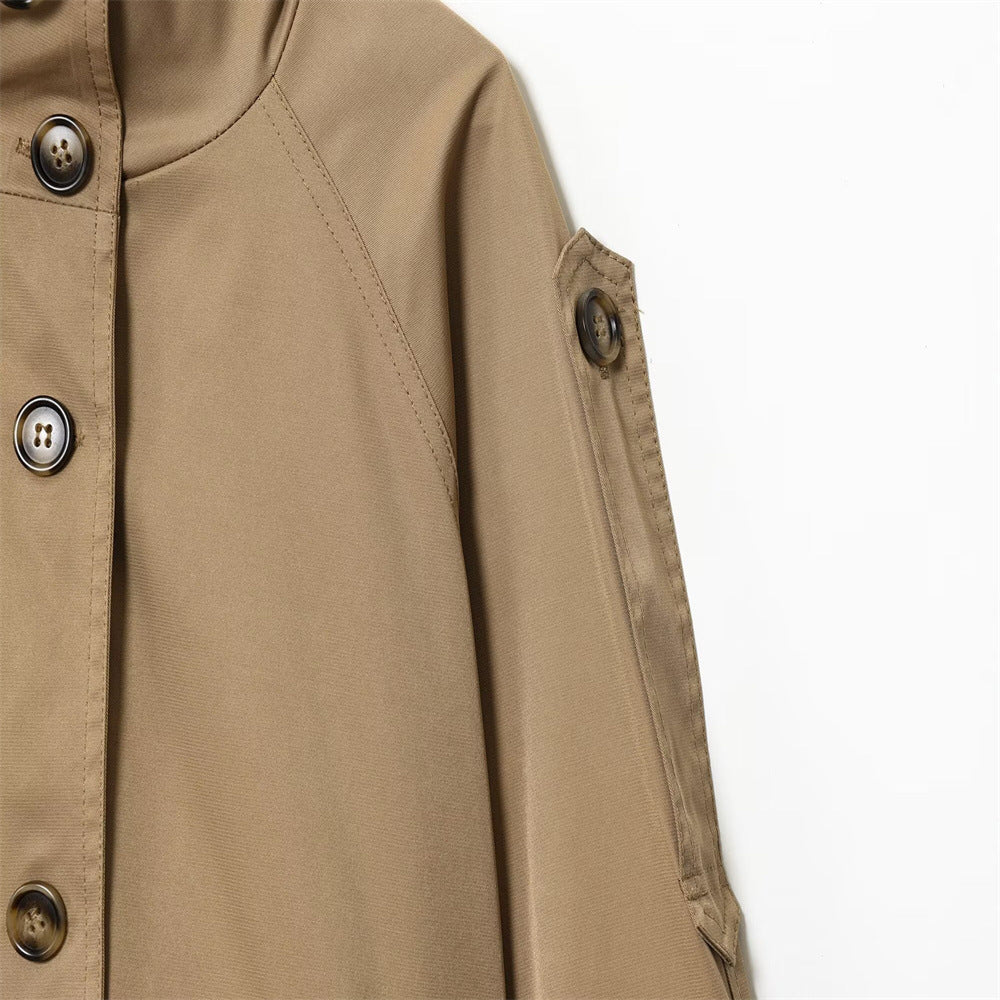 Women's Fashion Trench Double-breasted Stand Collar Autumn Jackets