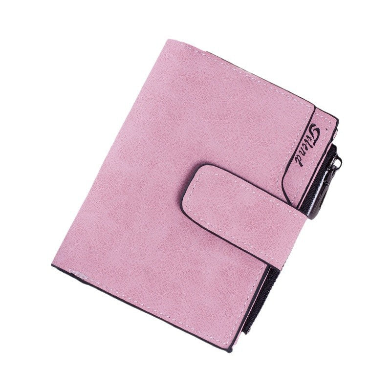 Women's Korean Vintage Frosted Multiple Slots Zipper Ladies Wallets