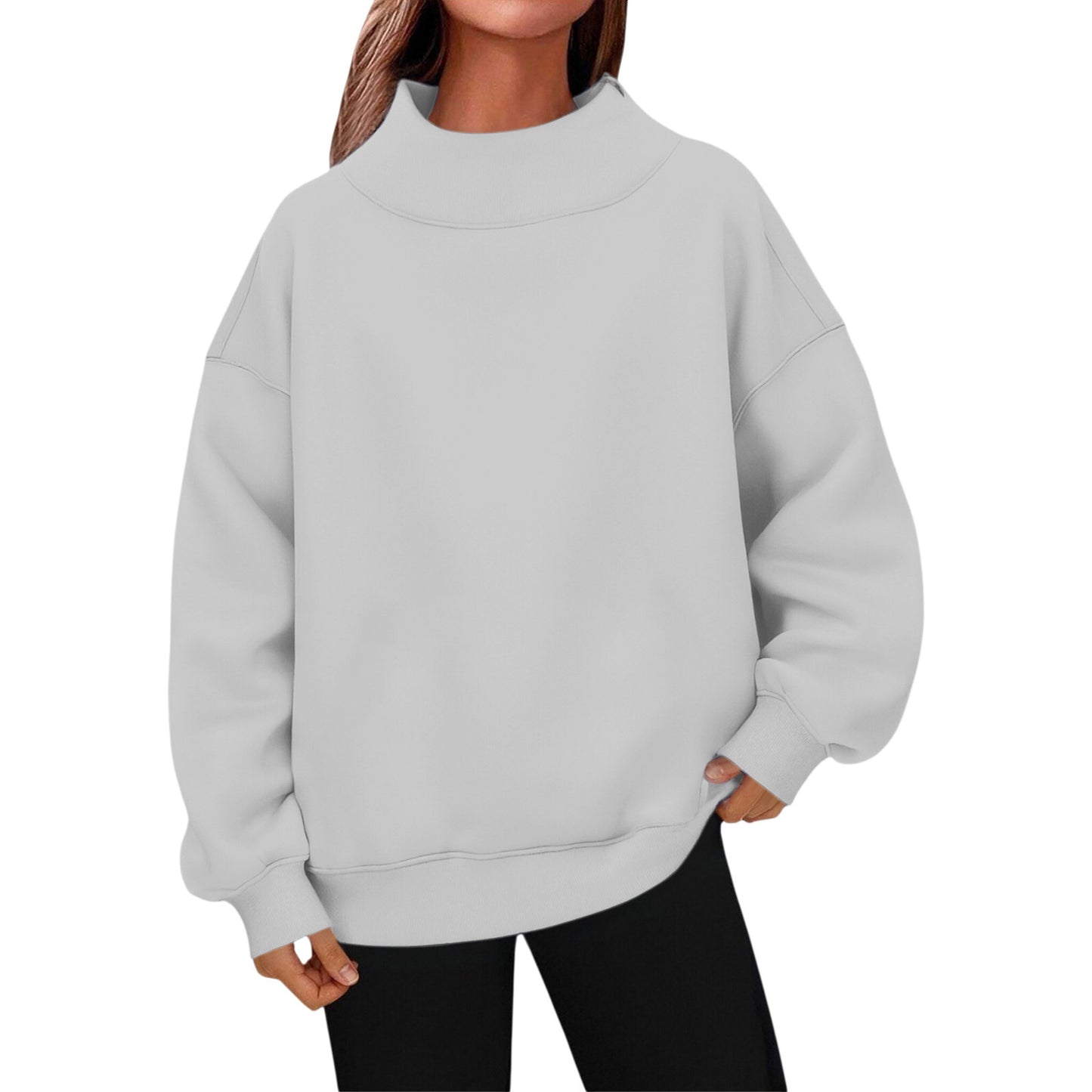 Women's Long-sleeved Turtleneck Pullover Sweatshirt Casual Veet Women's Sweater, Sweater