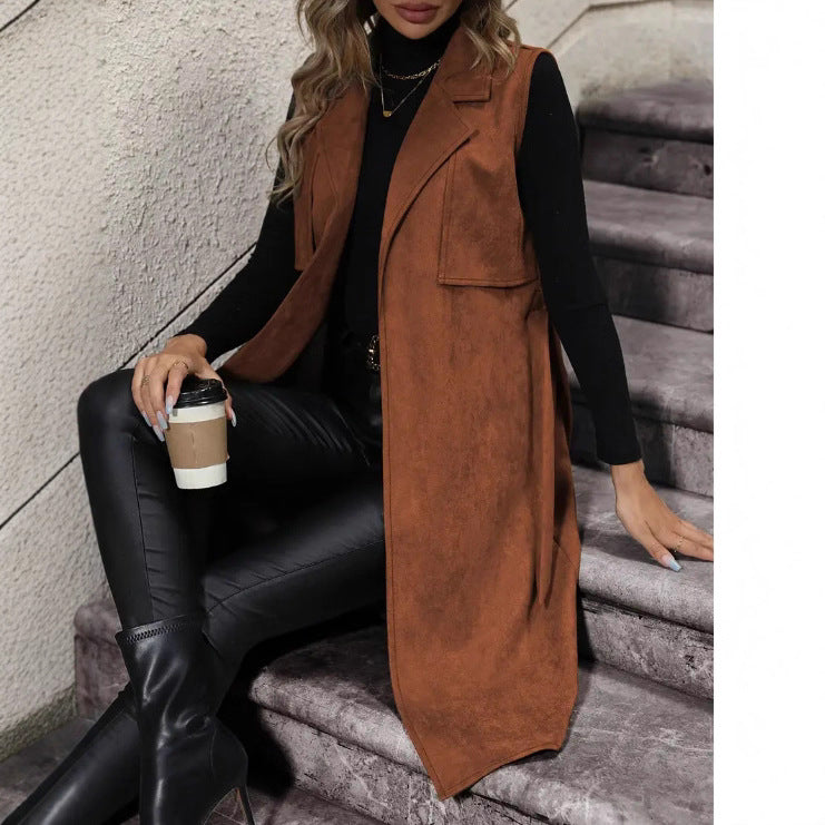 Fashion Flip Lapel Collar Belt Without Vests